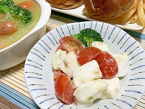 きざみわさび茎を使って　トマトとはんぺんオトナ和え